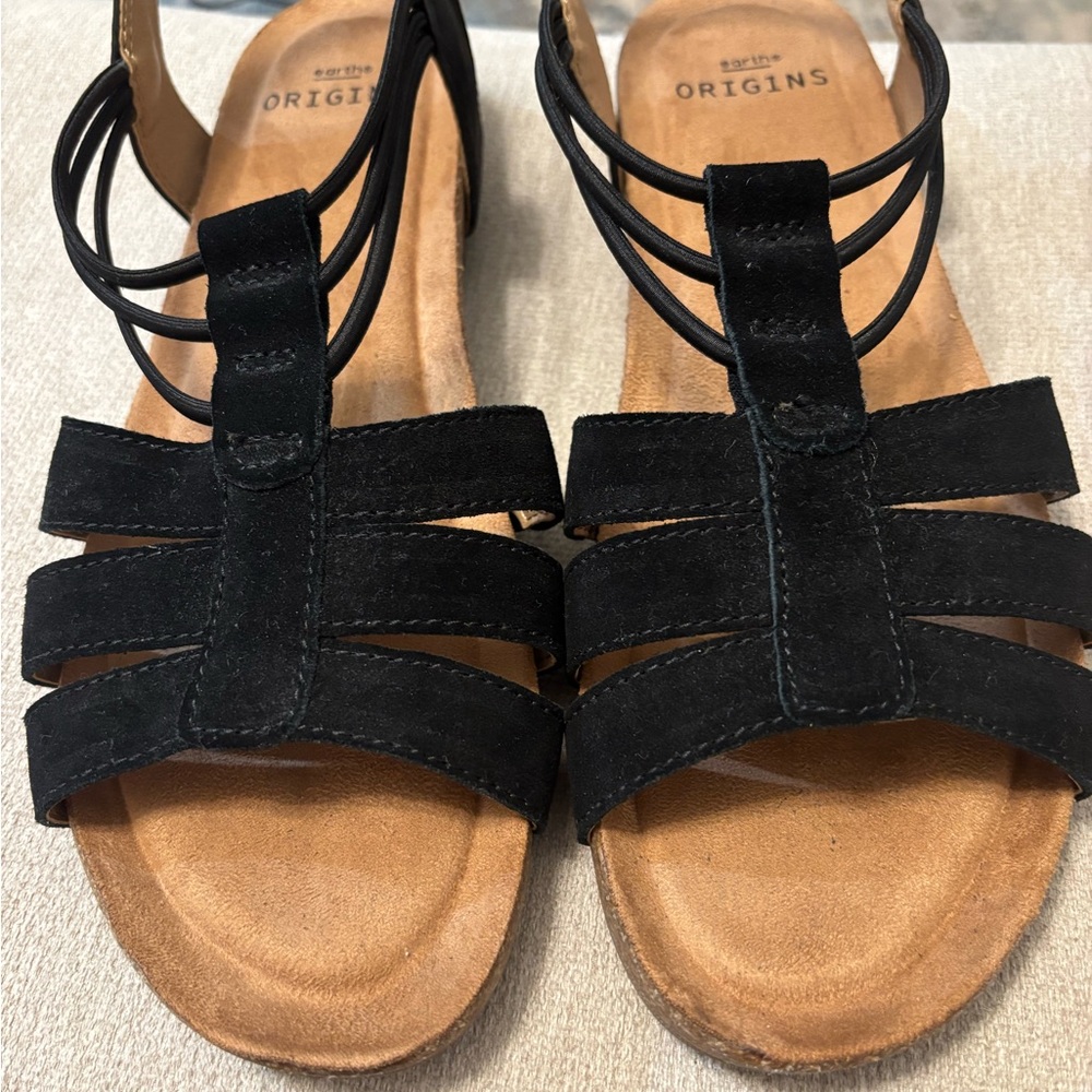 Origins Black and Tan Strappy Sandals